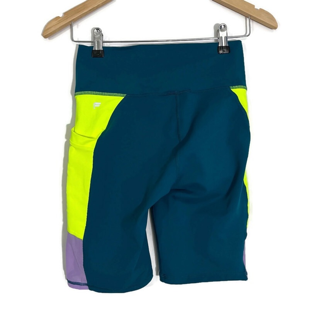Fabletics Blue and Yellow Bike Shorts